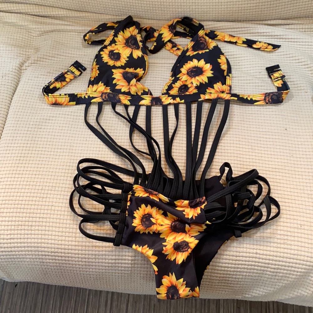 One piece sunflower swimsuit